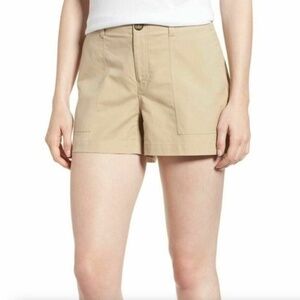 Nordstrom Signature Womens Patch Pocket Utility Shorts in Khaki Beige Si…